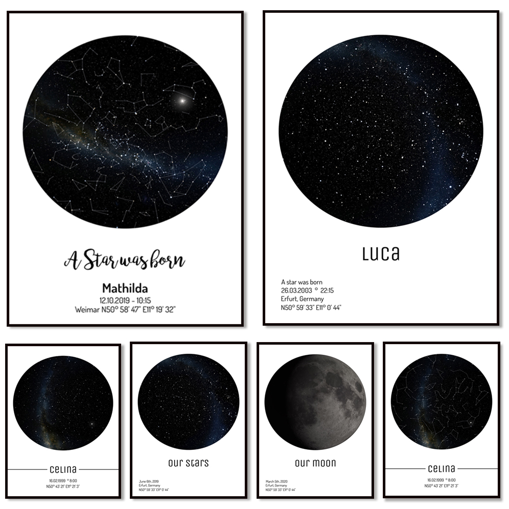 Artificial impression of moon  - đánh giá và giá Star Map Poster