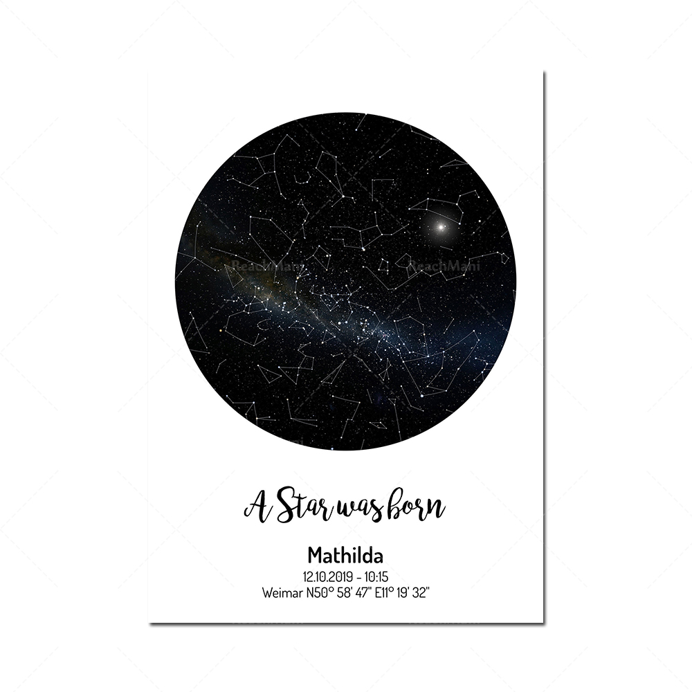 Artificial impression of moon  - đánh giá và giá Star Map Poster