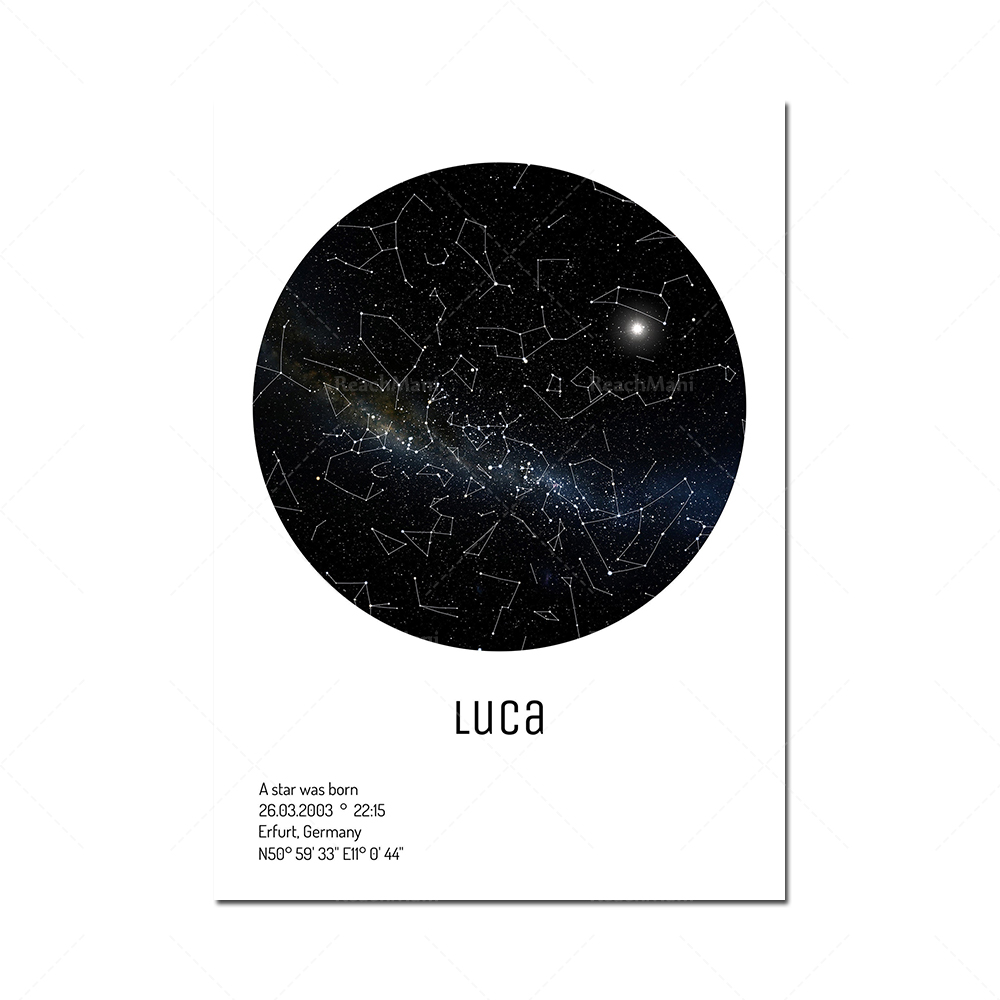 Artificial impression of moon  - đánh giá và giá Star Map Poster